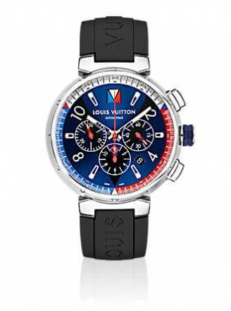 LOUIS VUITTON TAMBOUR BLUE CHRONOGRAPH 46mm QAAAA6: retail price, second  hand price, specifications and reviews 