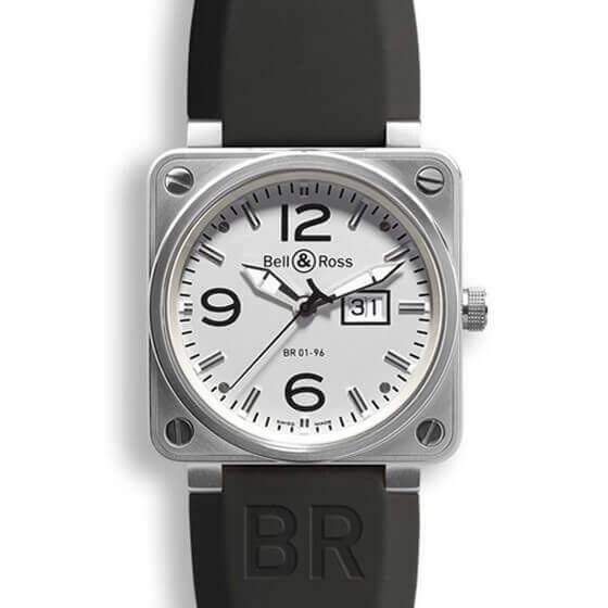 BELL & ROSS INSTRUMENTS BR 01 BR 01-96 BIG DATE 46mm BR0196-WH-ST Blanc