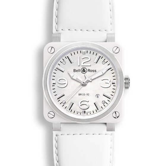 BELL & ROSS INSTRUMENTS BR 03 BR 03 WHITE CERAMIC 42mm BR0392-WH-C-SCA Blanc