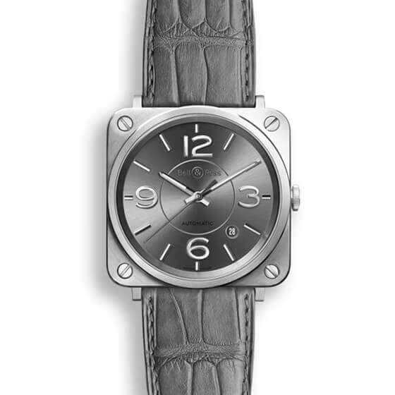 BELL & ROSS BR S-92 AUTOMATIC BR S OFFICER RUTHENIUM 39mm BRS92-RU-ST-SCR Grey