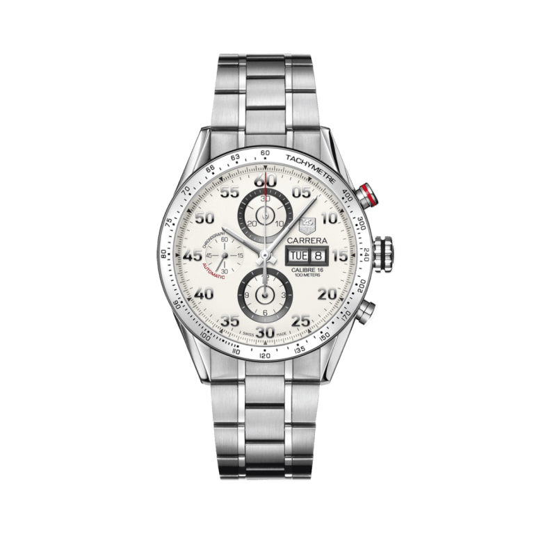 TAG HEUER CARRERA CHRONOGRAPH AUTOMATIC DAY DATE 43mm CV2A11.BA0796 White