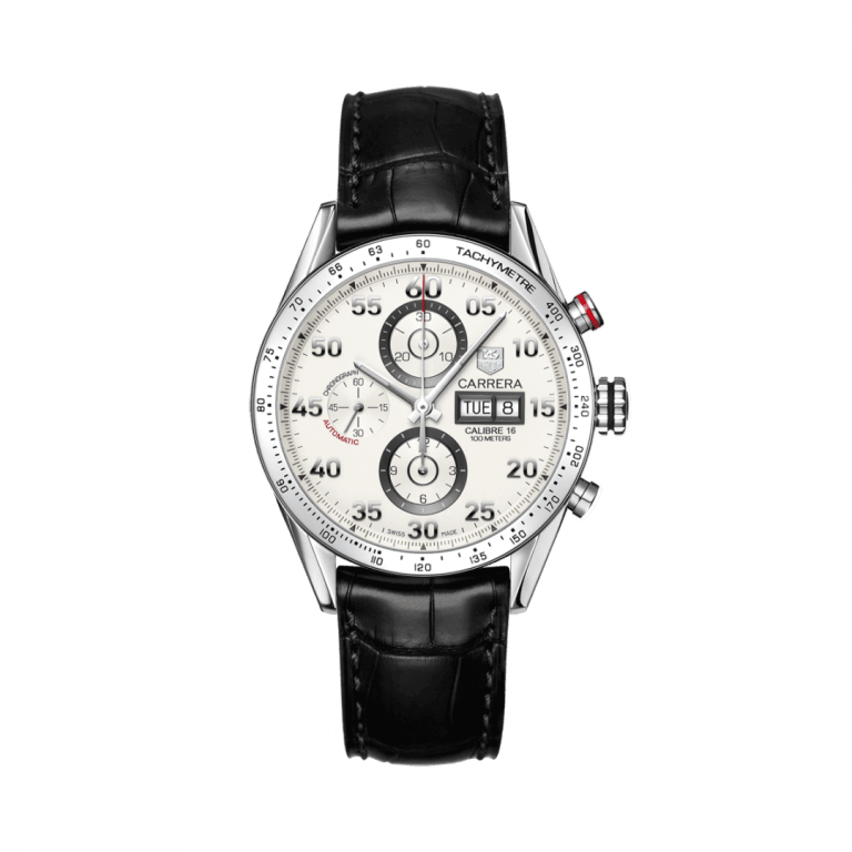 TAG HEUER CARRERA CHRONOGRAPH AUTOMATIC DAY DATE 43mm CV2A11.FC6235 Blanc