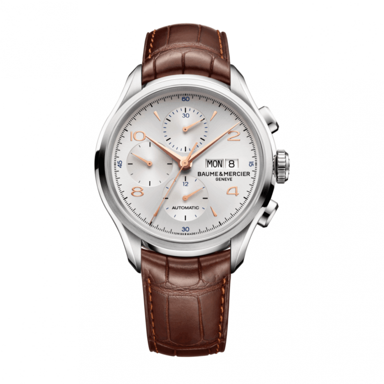 BAUME & MERCIER CLIFTON CHRONOGRAPH DAY DATE 43mm 10129 Silver