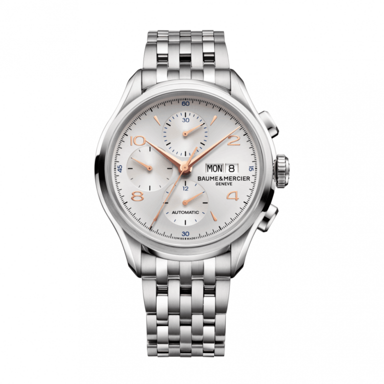 BAUME & MERCIER CLIFTON CHRONOGRAPH DAY DATE 43mm 10130 Silver