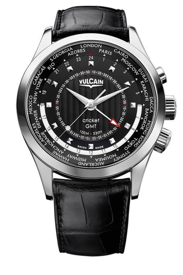 VULCAIN AVIATOR GMT STEEL 42mm 100108.335L Black