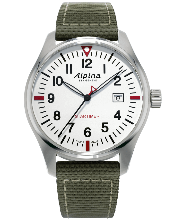 ALPINA STARTIMER PILOT QUARTZ 42mm AL-240S4S6 Blanc