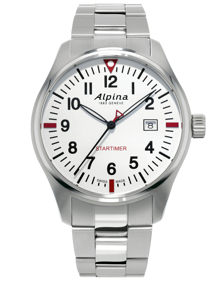 ALPINA STARTIMER PILOT QUARTZ 42mm AL-240S4S6B Blanc