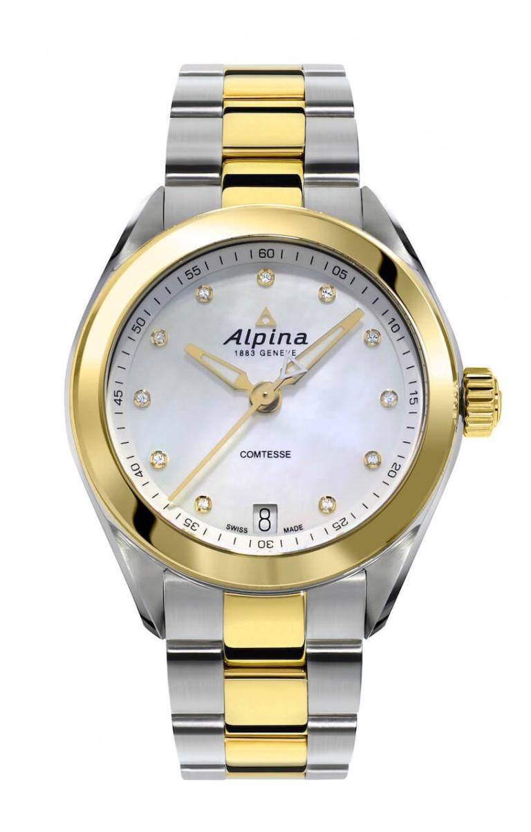 ALPINA COMTESSE GOLD & STEEL 34mm AL-240MPWD2C3B White