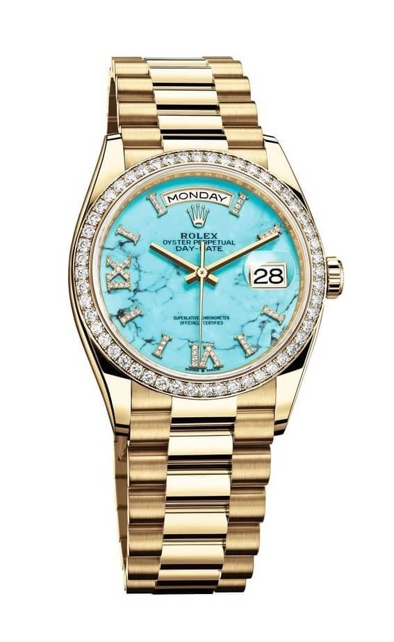 ROLEX OYSTER PERPETUAL DAY-DATE 36 36mm 128348RBR Bleu