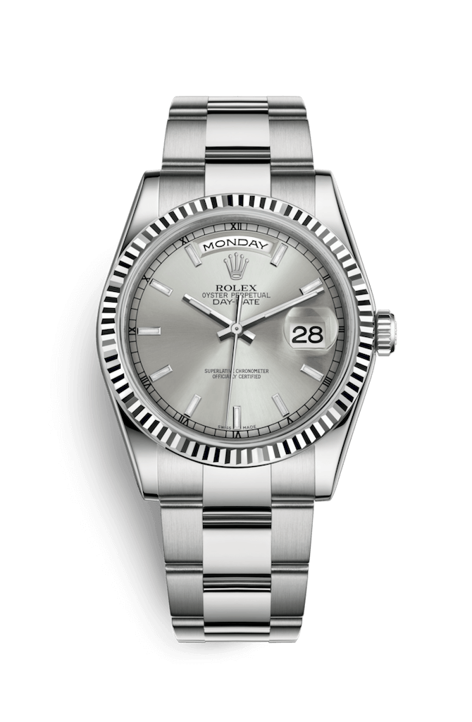 ROLEX OYSTER PERPETUAL DAY-DATE 36 36mm 118239 Argenté