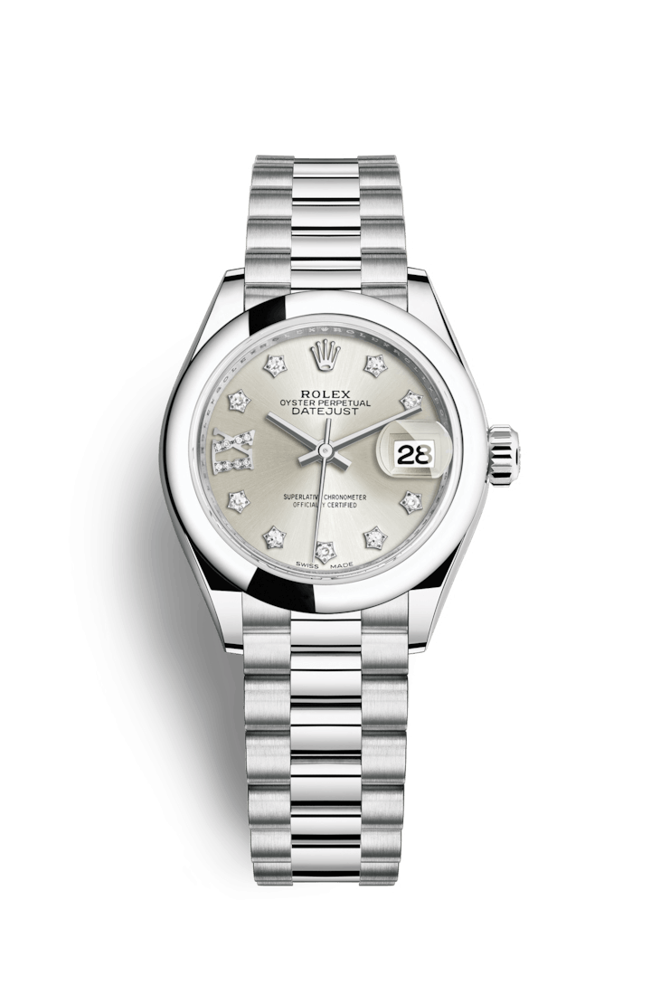 ROLEX OYSTER PERPETUAL LADY-DATEJUST 28 28mm 279166 Silver