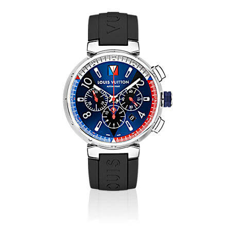 LOUIS VUITTON TAMBOUR BLUE CHRONOGRAPH 46mm QAAAA6: retail price, second  hand price, specifications and reviews 